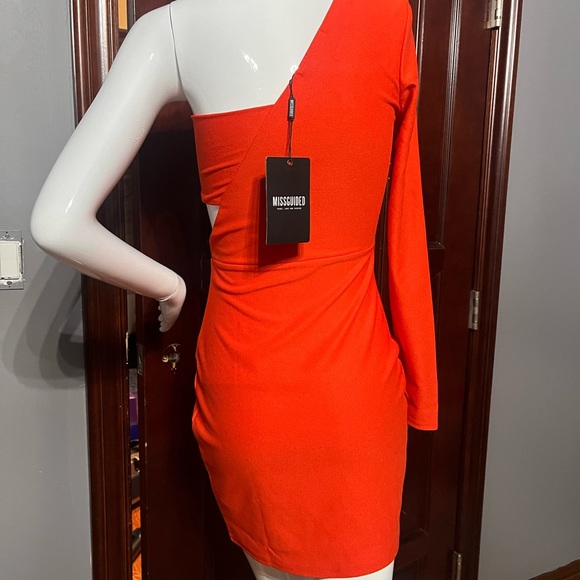 NWT Missguided Cut Out Dress, sz 2 orange - Picture 4 of 5